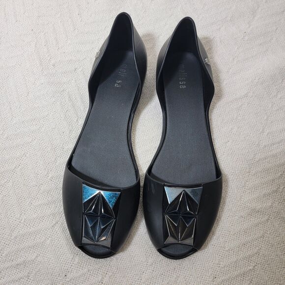 Melissa Fresh Bloom II Studded D'Orsay Peep Toe Ballet Flats Size 7 - Picture 2 of 13